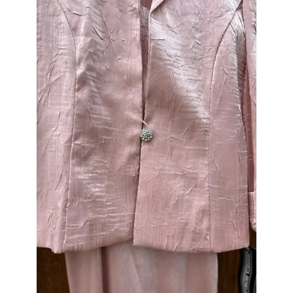 NWT Jessica Howard Pink Iridescent Metallic Formal Maxi Dress Jacket Set 8